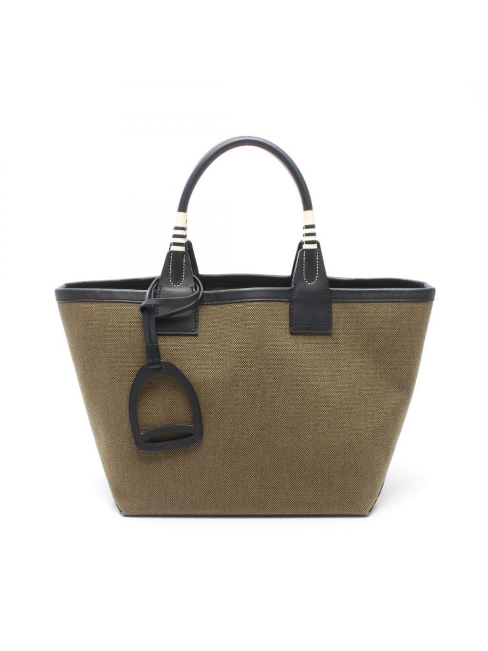 Hermes Tote Bag Steeple 25 Khaki Black